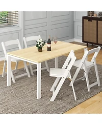 Gouun Set of 4 Dining Chairs Foldable Kitchen Chair with Rubber Wood Legs and Padded Seat