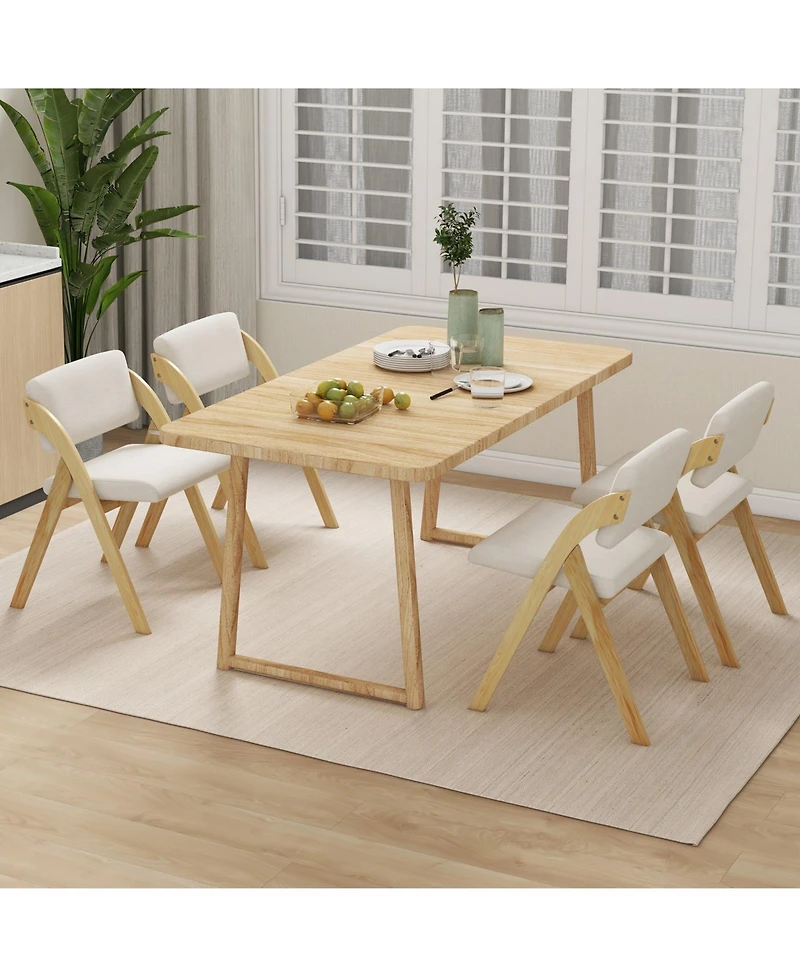 Gouun Set of 2 Folding Kitchen Dining Chairs with Rubber Wood Legs