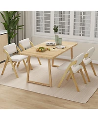 Gouun Set of 2 Folding Kitchen Dining Chairs with Rubber Wood Legs