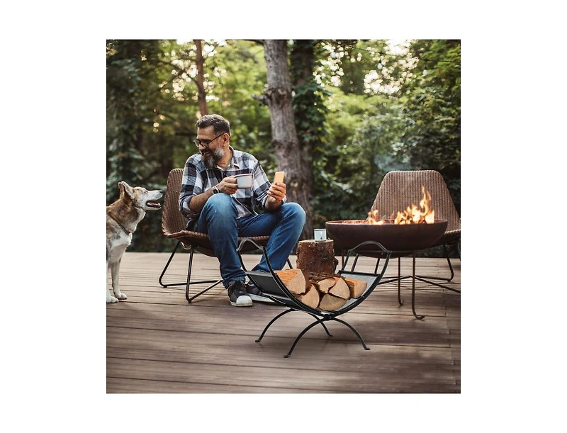 Gouun 19 Inch Folding Fireplace Log Rack with Convenient Handle