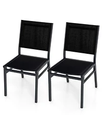 Gouun Outdoor Dining Chairs with Breathable Seat Backrest for Backyard Porch Poolside-Set of 2