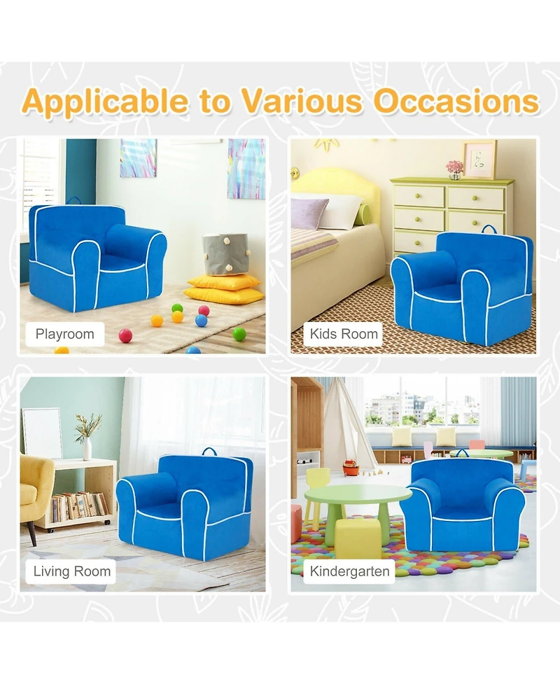 Gouun Upholstered Kids Sofa with Velvet Fabric and High-Quality Sponge