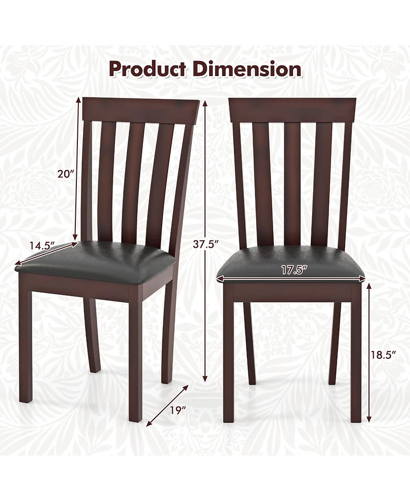 Gouun Dining Chair Set of 2 Upholstered Wooden Kitchen Chairs with Padded Seat and Rubber Wood Frame