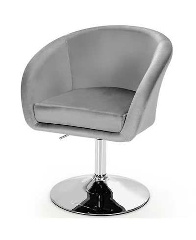360 Degree Swivel Makeup Stool Accent Chair with Round Back and Metal Base