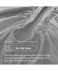 Doz by Sijo 100% Long Staple Cotton Sheet Set, Classic Percale, Hotel Cool Crisp, Breathable