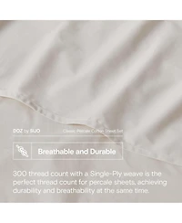 Doz by Sijo 100% Long Staple Cotton Sheet Set, Classic Percale, Hotel Cool Crisp, Breathable, Durable