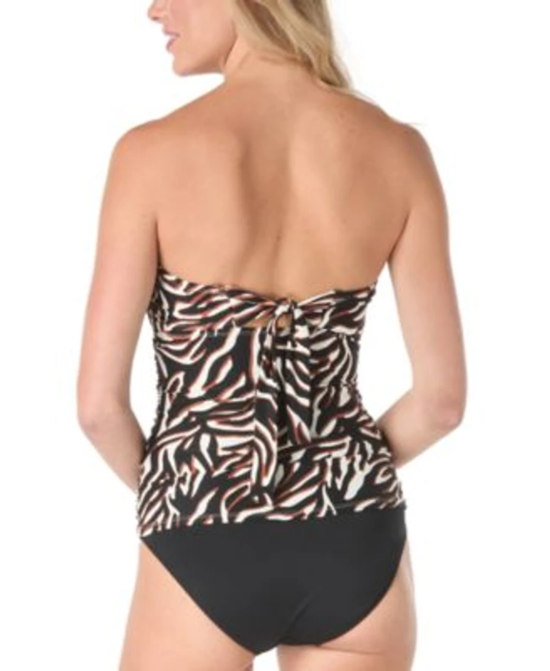 Coco Reef Womens Charisma Printed Ruched Tankini Top Bikini Bottoms