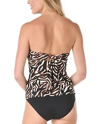 Coco Reef Womens Charisma Printed Ruched Tankini Top Bikini Bottoms