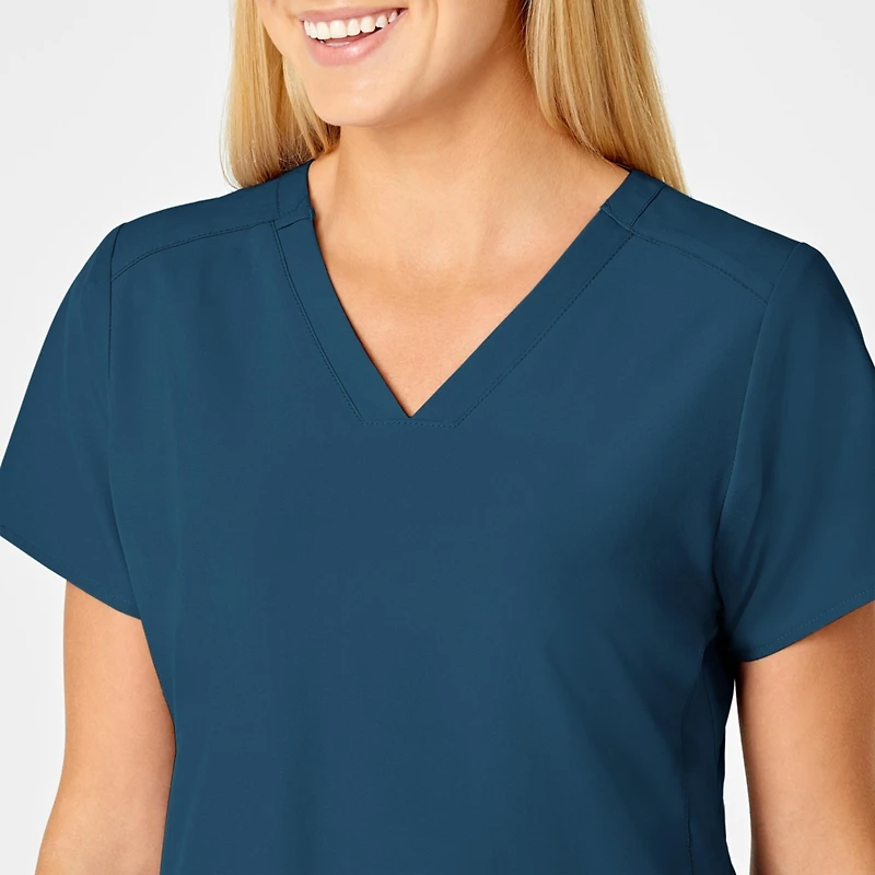 Wink Women's W123 Flex Back Stylized V-Neck Scrub Top, Red, S Regular