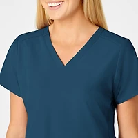 Wink Women's W123 Flex Back Stylized V-Neck Scrub Top, Red, S Regular