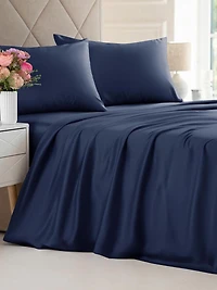 Rayon from Bamboo 4 Piece Deep Pocket Cooling Sheet Set - Full - Black