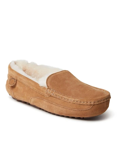 Dearfoams Men's Fireside By Melbourne Genuine Shearling Moccasin Slipper