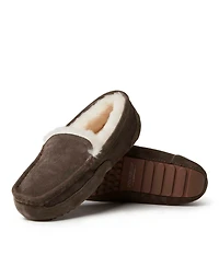 Dearfoams Men's Fireside By Melbourne Genuine Shearling Moccasin Slipper