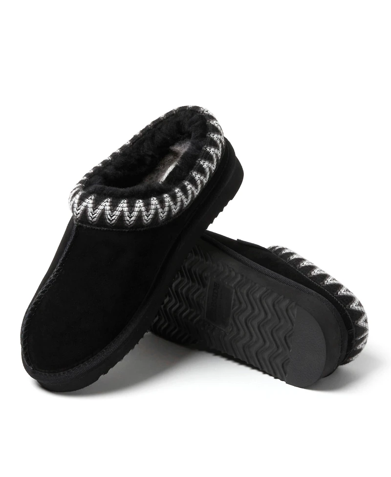Fireside by Dearfoams Women's Greta Genuine Shearling Clog Slipper with Taping