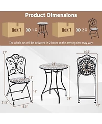 Gouun 3 Piece Patio Bistro Set with Round Table and 2 Folding Chairs