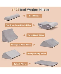 Gouun 6 Pieces Orthopedic Bed Wedge Pillow Set for Back Neck Leg