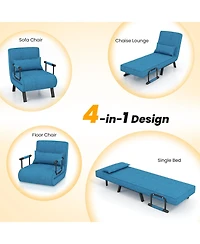 Gouun Folding 6 Position Convertible Sleeper Bed Armchair Lounge Couch with Pillow