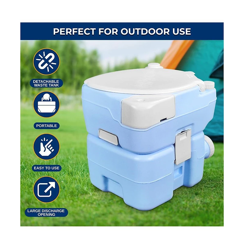 SereneLife 20-Liter Outdoor Portable Toilet with Extra Large Seat, Moonwhite