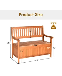 Gouun 33 Gallon Wooden Storage Bench with Liner for Patio Garden Porch