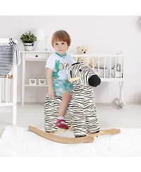 Qaba Kids Rocking Horse, Zebra Shaped Ride on Horse with Realistic Sound