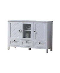 Kings Brand Furniture Evans Sideboard Buffet Console Table Storage Cabinets, White