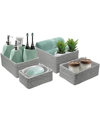 Sorbus Storage Baskets 4-Piece Set - Stackable Woven Basket Paper Rope Bin Boxes for Makeup, Office Supplies, Bedroom, Closet