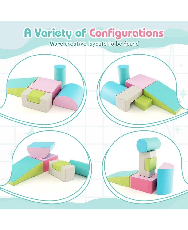 Gouun 6 Pieces Foam Climbing Blocks Indoor Climb and Crawl Activity Playset with Rectangles