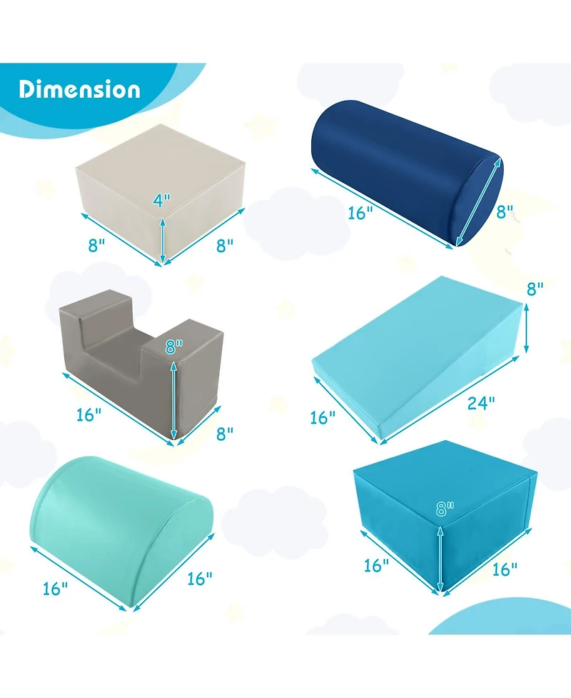 Gouun 6 Pieces Foam Climbing Blocks Indoor Climb and Crawl Activity Playset with Rectangles