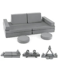 Gouun 10-Piece Kids Play Couch Sofa with Portable Handle