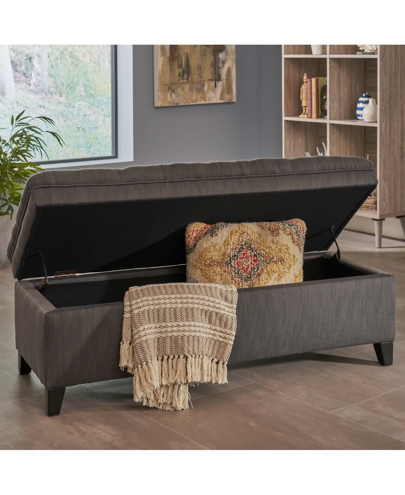 Button-Tufted Storage Ottoman with Soft-Close Lid, Storage for Bedroom, Living Room, Entryway-The Pop Home