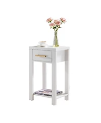 Kings Brand Furniture Sendero Wooden Chairside Side End Table with Drawer and Open Storage Shelf
