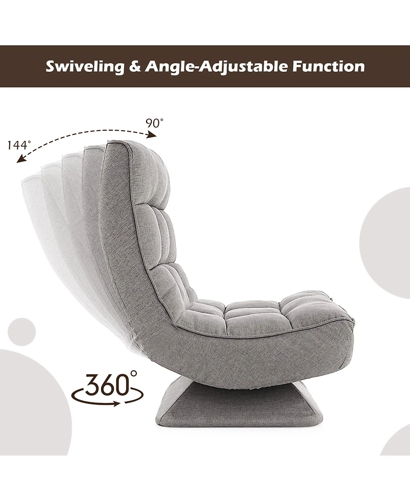 Gouun 5-Level Adjustable 360° Swivel Floor Chair with Massage Pillow
