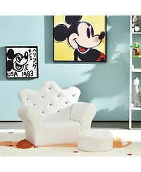 Gouun Children Upholstered Princess Sofa with Ottoman and Diamond Decoration for Boys and Girls