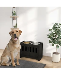 PawHut Dog Food Storage Cabinet with Bowls & Feeding Station,