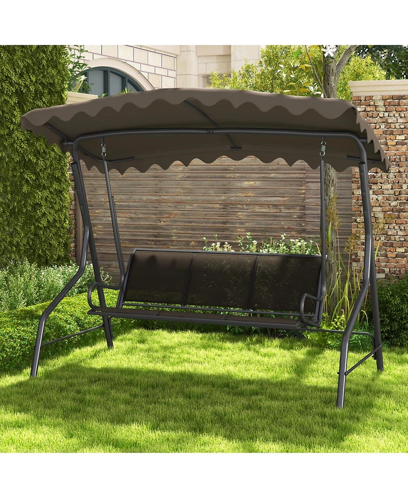 Gouun 3-Seat Outdoor Porch Canopy Swing with Adjustable Shading
