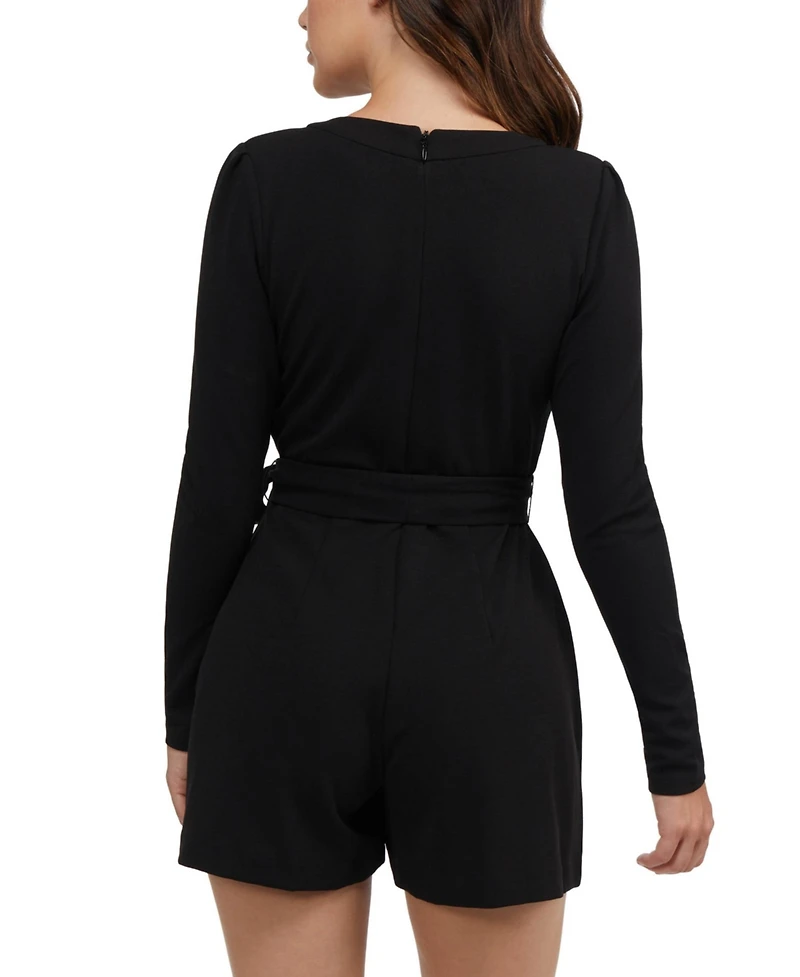 Bebe Women's Snap Detail Belted Romper