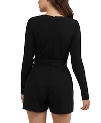 Bebe Women's Snap Detail Belted Romper