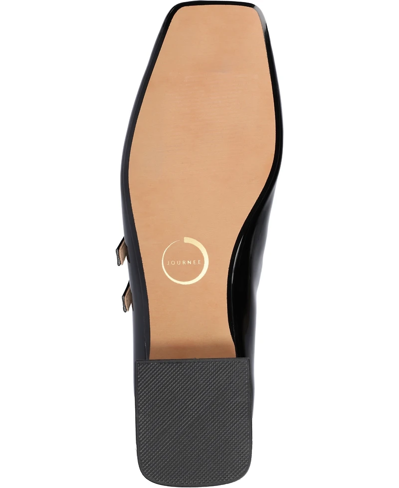 Journee Collection Women's Gredah Square Toe Double Strap Mary Jane Flats