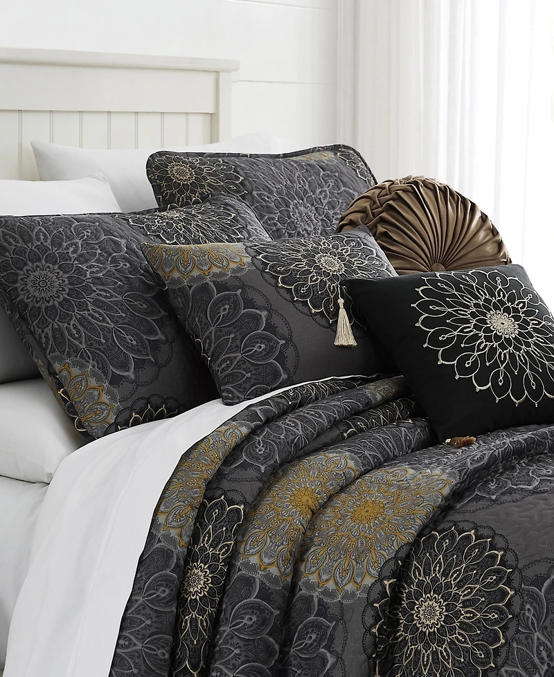 Southshore Fine Linens Midnight Floral 6-Pc. Quilt Set, King/California King