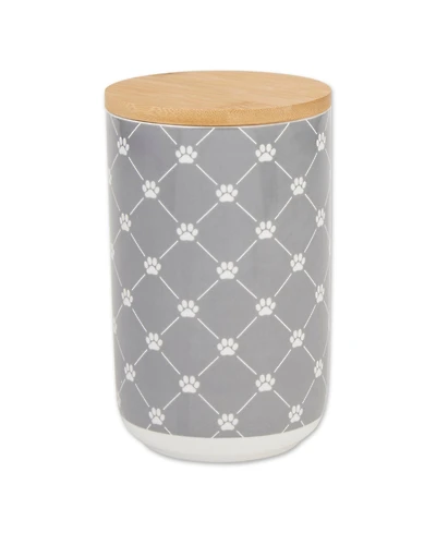 Bone Dry Ceramic Pet Treat Canister Trellis Paw