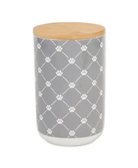 Bone Dry Ceramic Pet Treat Canister Trellis Paw