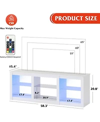 Wlive Tv Stand with Led Lights for Tvs up to 65 inch Entertainment Center with Glass Shelves Modern TV Console for Living Room Media Console with Stor