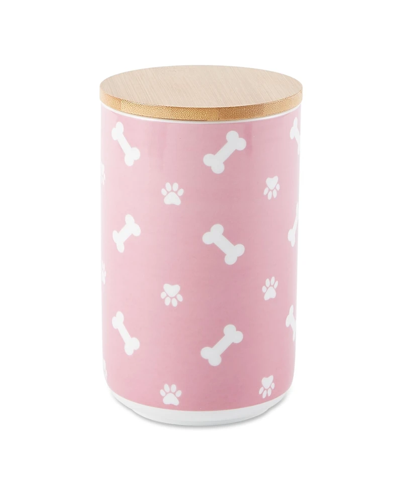 Bone Dry Ceramic Pet Treat Canister Tossed Bone & Paw Print