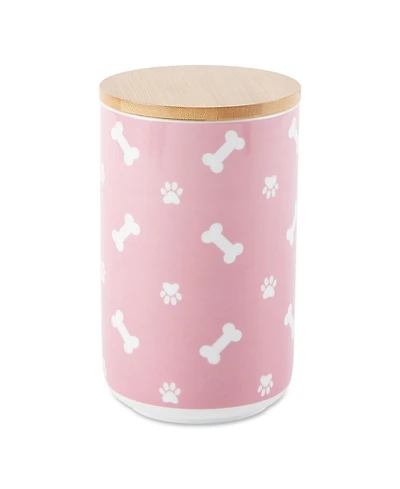 Bone Dry Ceramic Pet Treat Canister Tossed Bone & Paw Print