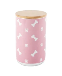 Bone Dry Ceramic Pet Treat Canister Tossed Bone & Paw Print