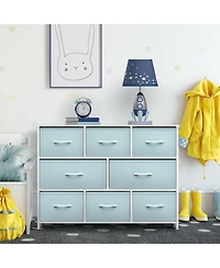 Sorbus 8 Drawers Wide Dresser - Organizer Unit with Steel Frame Wood Top and handle