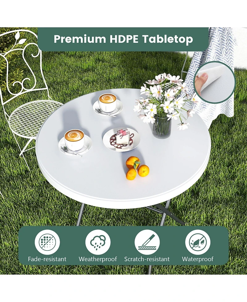 Gouun 32 Inch Round Folding Table with Thick Tabletop for Picnic