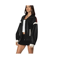 Edikted Womens North Star Faux Leather Jacket