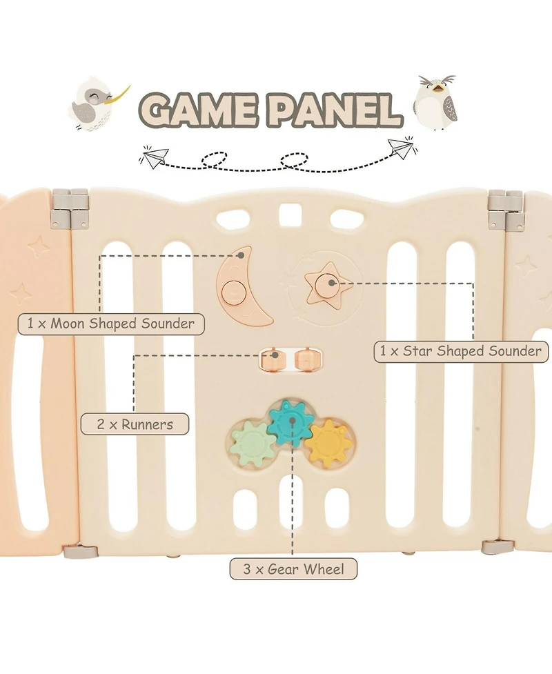 Gouun Kids 14-Panel Playpen Activity Center Foldable Play Yard with Lock Door