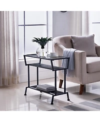 Kings Brand Furniture - Dosamantes Side End Table with Storage Shelves, Black